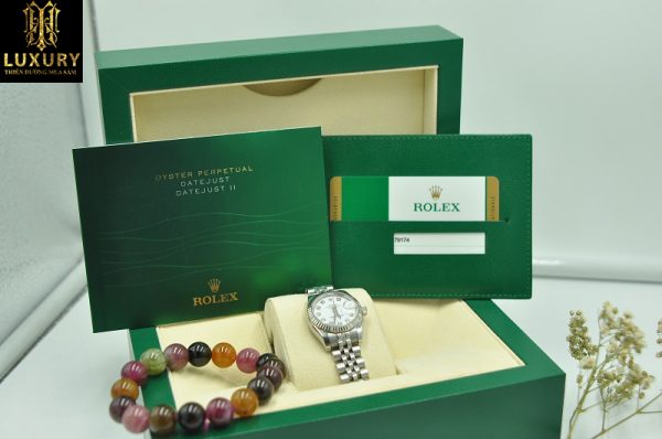 Đồng hồ Rolex Datejust 179174 nữ mặt kim loại đính kim cương - HT Luxury