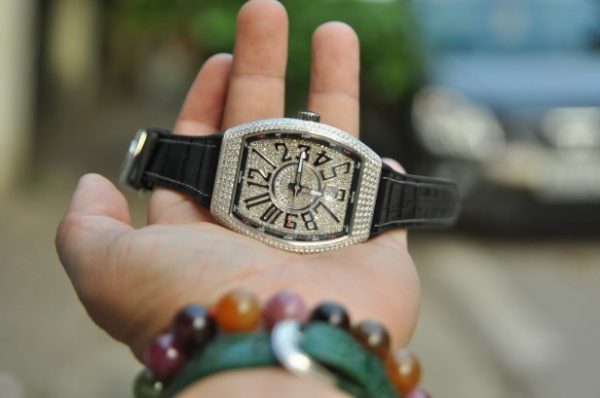 Đồng hồ Franck Muller nam Vanguard V41 Stell Custom full kim cương