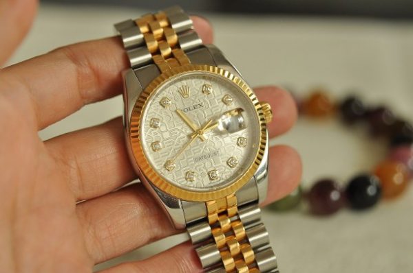 Đồng hồ Rolex 116233 demi vàng 18k mặt vi tính trắng kim cương to