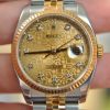Đồng hồ Rolex 116233 mặt vi tính demi vàng 18k cọc kim cương