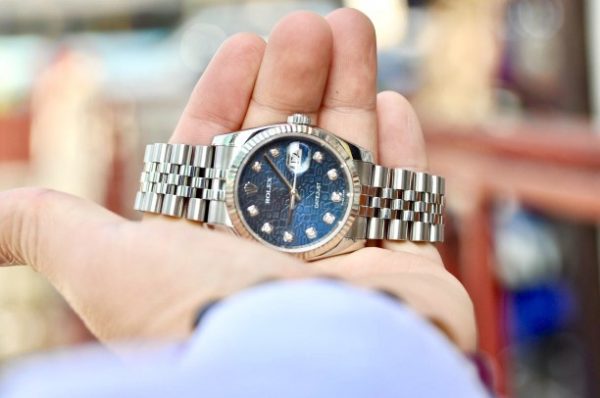 Đồng hồ Rolex 116234 Datejust mặt vi tính xanh đính kim cương
