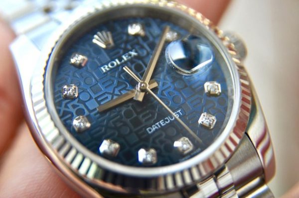 Đồng hồ Rolex 116234 Datejust mặt vi tính xanh đính kim cương