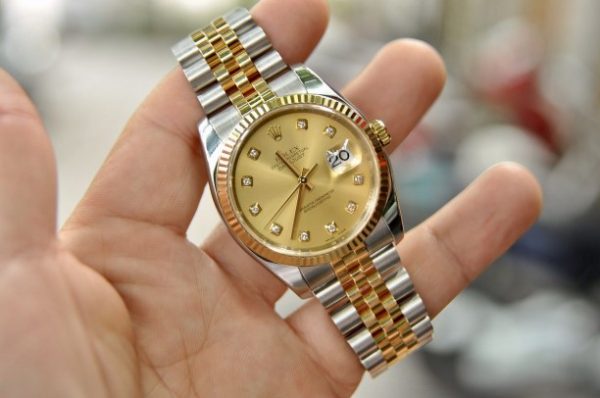 Đồng hồ Rolex Datejust 116233 vàng đúc 18k demi cọc số kim cương