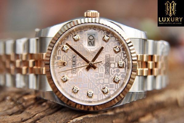 Đồng hồ Rolex Datejust 116231 mặt vi tính hồng demi vàng hồng đúc 18k